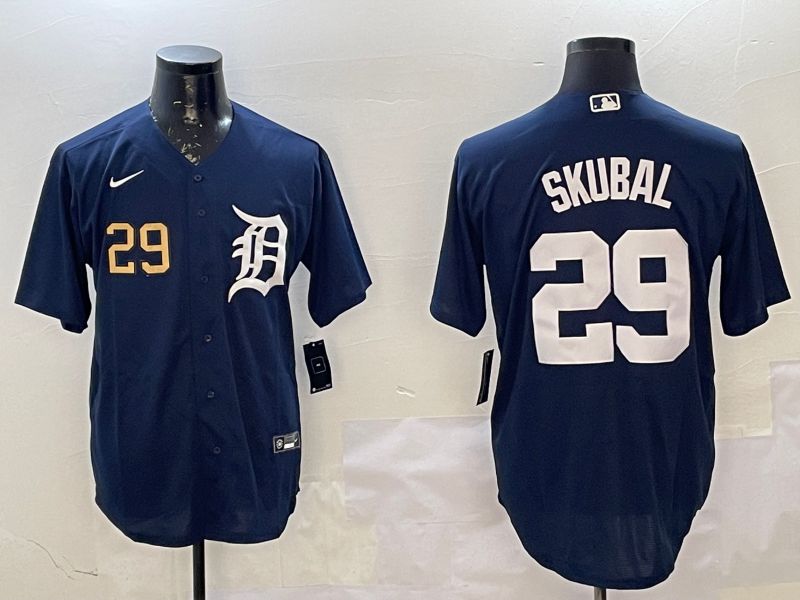 Men Detroit Tigers #29 Skubal Drak Blue Game 2025 Nike MLB Jersey style 3->detroit tigers->MLB Jersey